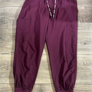 Med Couture Women’s Jogger Scrub Pants | Wine/Burgundy | Petite Medium